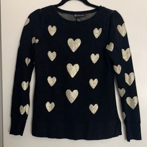 INC black with gold heart sweater